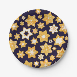 Weihnachts-Keks mit blauem Hintergrund Pappteller