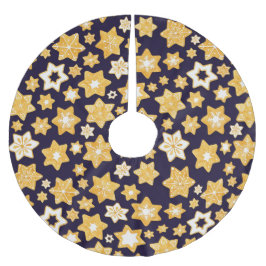 Weihnachts-Keks mit blauem Hintergrund Polyester Weihnachtsbaumdecke