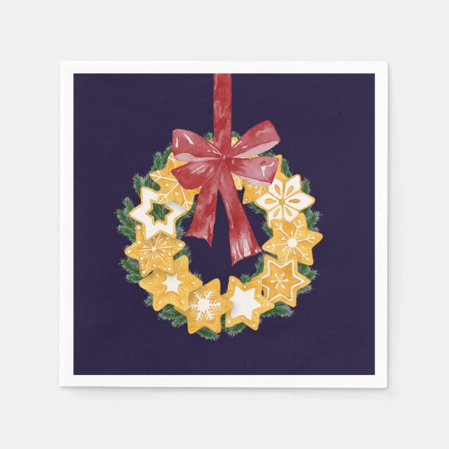Weihnachts-Keks mit blauem Hintergrund Serviette (Vorderseite)