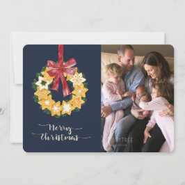 Weihnachts-Keks mit blaugrauem Hintergrund Feiertagskarte