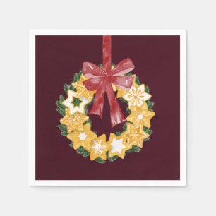 Weihnachts-Keks mit Burgunder Hintergrund Serviette