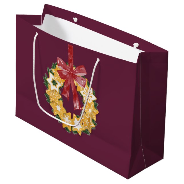 Weihnachts-Keks mit tiefer Erde Große Geschenktüte (Vorderseite Schrägansicht)