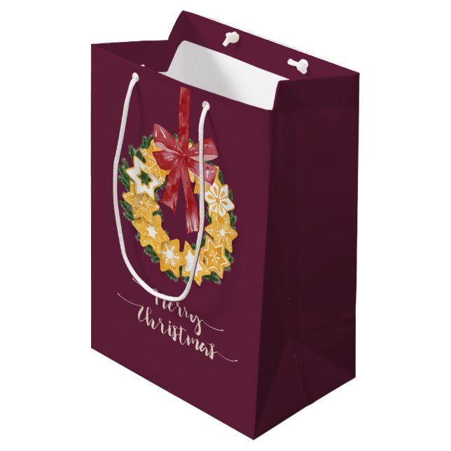 Weihnachts-Keks mit tiefer Erde Mittlere Geschenktüte (Vorderseite Schrägansicht)