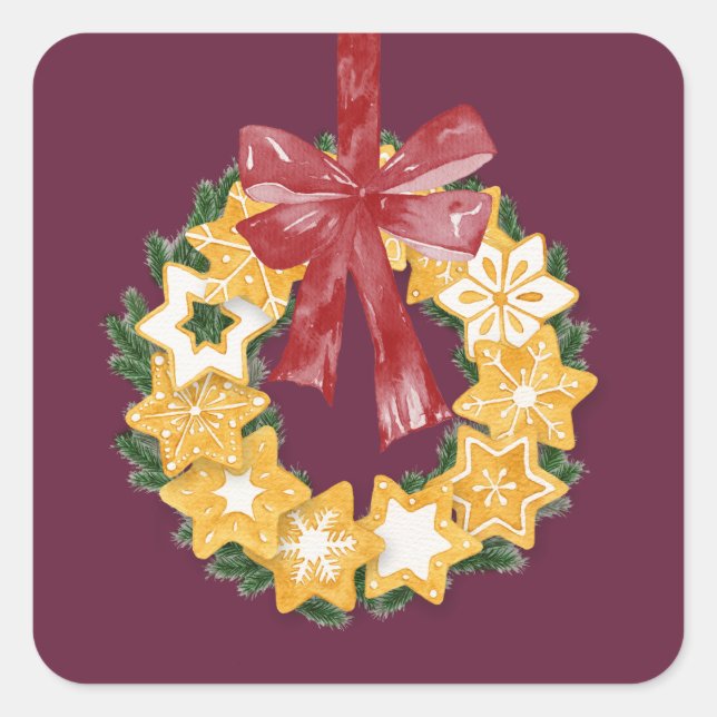 Weihnachts-Keks mit tiefer Erde Quadratischer Aufkleber (Vorderseite)
