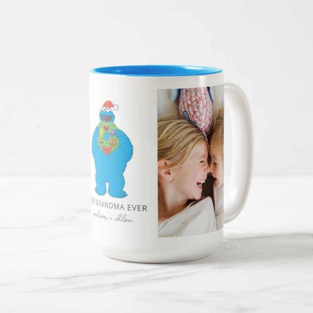 Weihnachts-Keksmonster | Oma - Foto Zweifarbige Tasse (VorderseiteRechts)