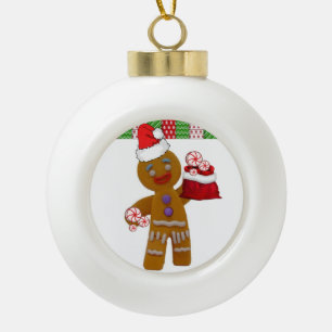 Weihnachts-Keramik Ball Ornament, Gingerbread Mann Keramik Kugel-Ornament
