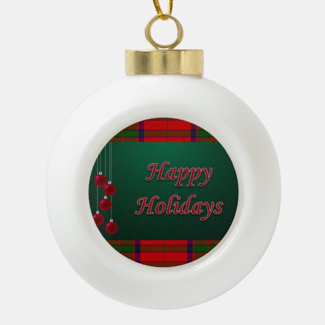 Weihnachts-Keramik Ball Ornament, glückliche Ferie Keramik Kugel-Ornament (Vorderseite)