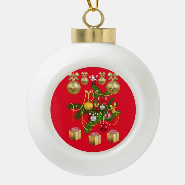 Weihnachts-Keramik Ball Ornament, Goldbälle Keramik Kugel-Ornament (Vorderseite)