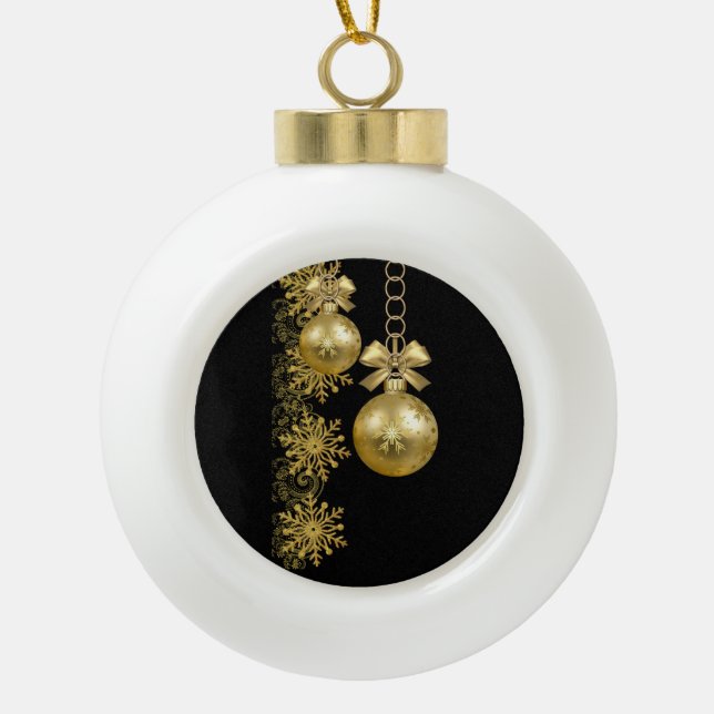 Weihnachts-Keramik Ball Ornament, Goldbälle Keramik Kugel-Ornament (Vorderseite)