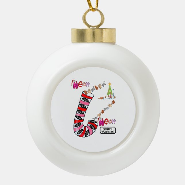 Weihnachts-Keramik Ball Ornament, Katzen Kätzchen Keramik Kugel-Ornament (Vorderseite)