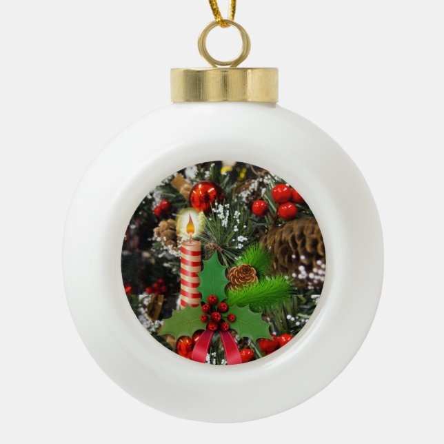 Weihnachts-Keramik Ball Ornament, Kerze Keramik Kugel-Ornament (Vorderseite)