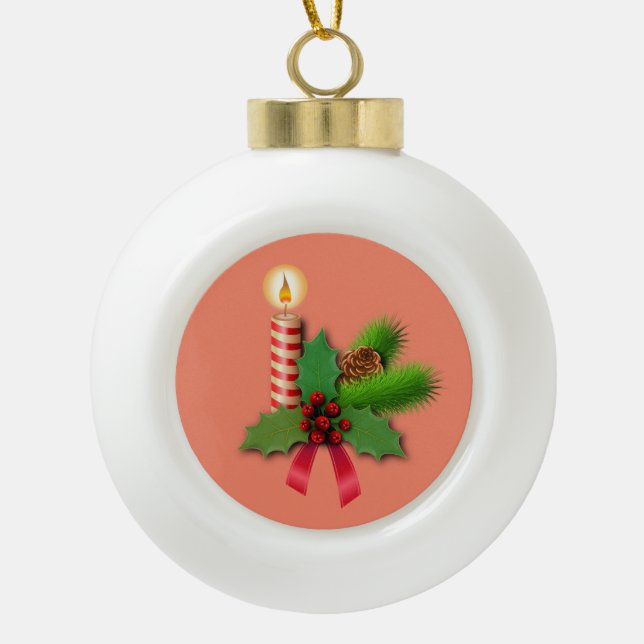 Weihnachts-Keramik Ball Ornament, Kerze Keramik Kugel-Ornament (Vorderseite)