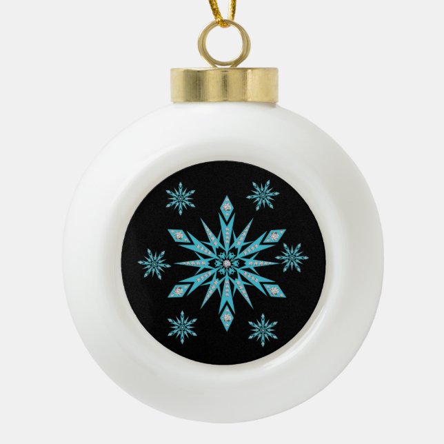 Weihnachts-Keramik Ball Ornament, Schneeflocke Keramik Kugel-Ornament (Vorderseite)