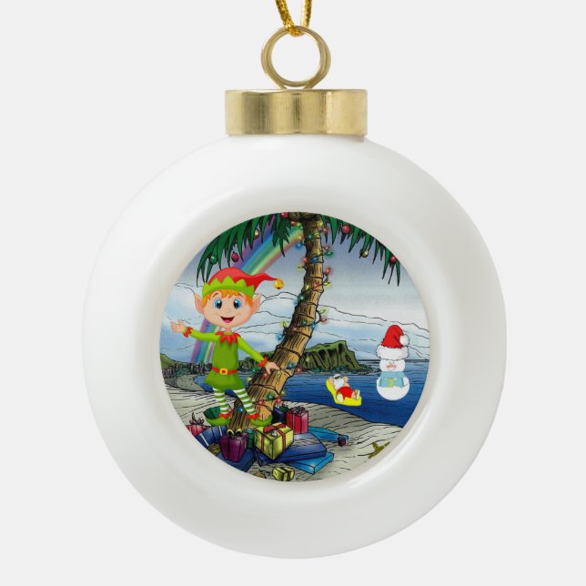 Weihnachts-Keramik Ball Ornament, Schneemann Keramik Kugel-Ornament (Vorderseite)