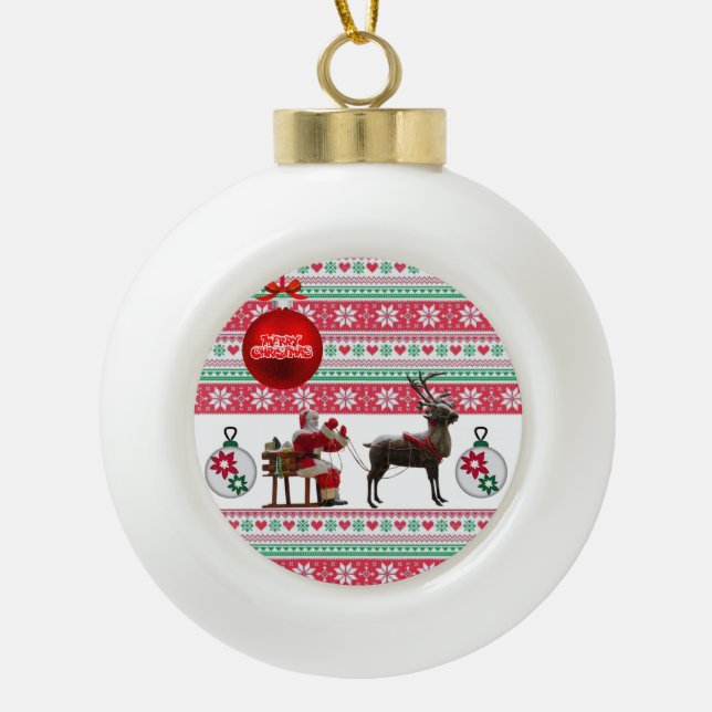 Weihnachts-Keramik Ball Ornament, Weihnachten Keramik Kugel-Ornament (Vorderseite)