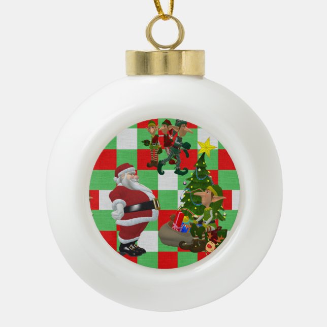 Weihnachts-Keramik Ball Ornament, Weihnachten Vint Keramik Kugel-Ornament (Vorderseite)