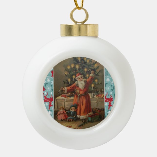 Weihnachts-Keramik Ball Ornament, Weihnachten Vint Keramik Kugel-Ornament (Vorderseite)