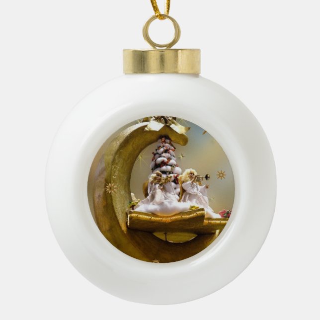 Weihnachts-Keramik Ball Ornament, Weihnachtsgel Keramik Kugel-Ornament (Vorderseite)