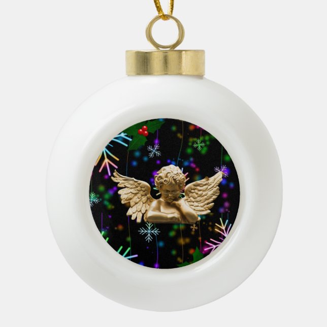 Weihnachts-Keramik Ball Ornament, Weihnachtsgel Keramik Kugel-Ornament (Vorderseite)