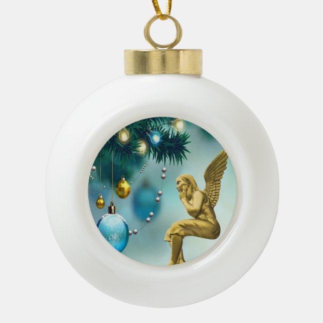 Weihnachts-Keramik Ball Ornament, Weihnachtsgel Keramik Kugel-Ornament (Vorderseite)