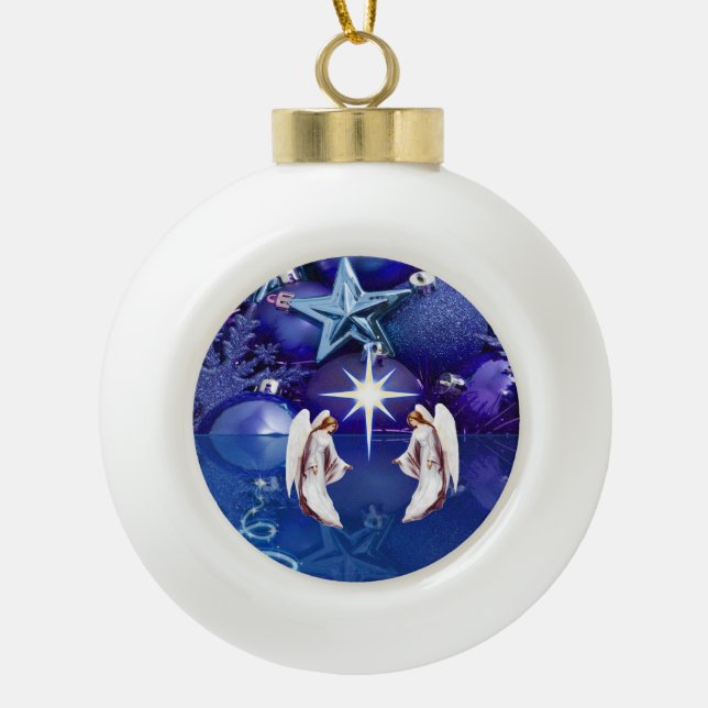 Weihnachts-Keramik Ball Ornament, Weihnachtsgel Keramik Kugel-Ornament (Vorderseite)