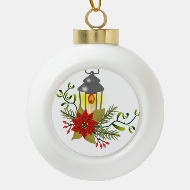 Weihnachts-Keramik Ball Ornament, Weihnachtskerze Keramik Kugel-Ornament (Vorderseite)