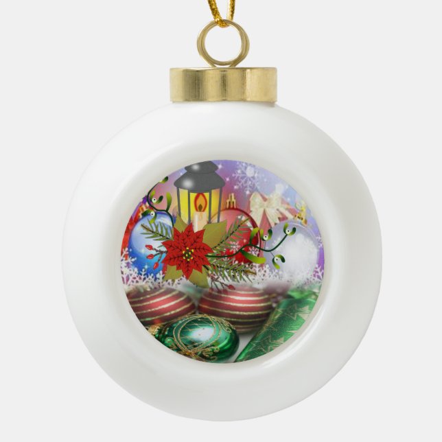 Weihnachts-Keramik Ball Ornament, Weihnachtskerze Keramik Kugel-Ornament (Vorderseite)