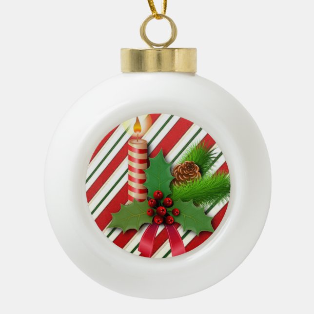 Weihnachts-Keramik Ball Ornament, Weihnachtskerze Keramik Kugel-Ornament (Vorderseite)
