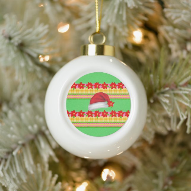 Weihnachts-Keramik Ball Ornament, Weihnachtsmannmü Keramik Kugel-Ornament (Baum)