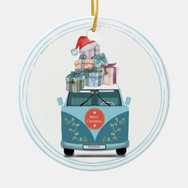 Weihnachts-Keramik in Campervan Keramik Ornament (Vorne)