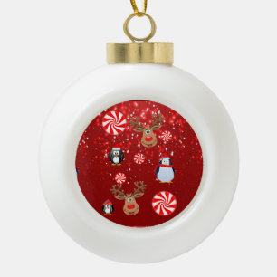 Weihnachts-Keramik-Kugelschmuck, Pinguin Keramik Kugel-Ornament