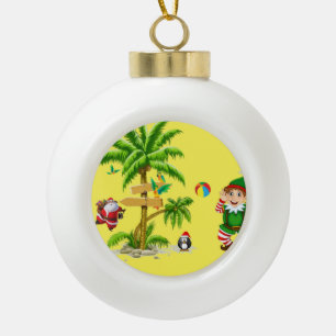 Weihnachts-Keramik-Kugelschmuck, Sommer-Santa Keramik Kugel-Ornament