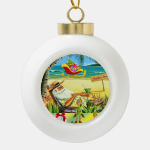 Weihnachts-Keramik-Kugelschmuck, Sommer-Santa Keramik Kugel-Ornament