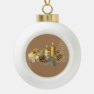 Weihnachts-Keramik-Kugelschmuck, Weihnachtskerze Keramik Kugel-Ornament