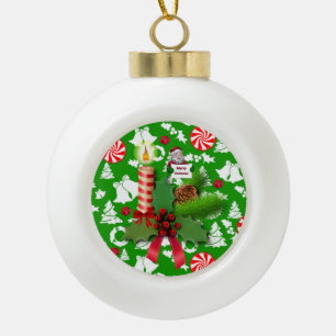 Weihnachts-Keramik-Kugelschmuck, Weihnachtskerze Keramik Kugel-Ornament