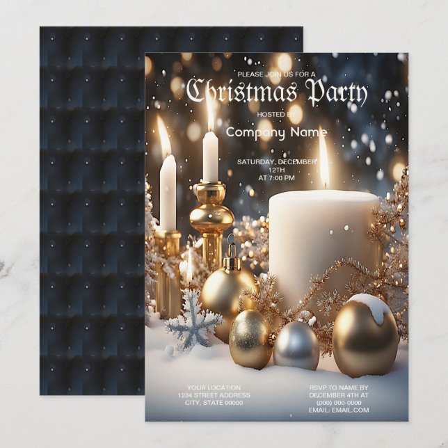 Weihnachts-Kerzen Weihnachtszeit-Party Einladung (Vorne/Hinten)