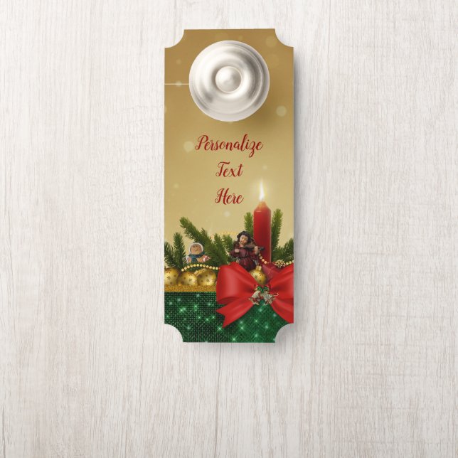 Weihnachts-Kerzenlicht-Buben & Gold-Glocken-Zimmer Türanhänger (Auf Knauf)