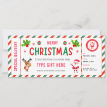 Weihnachts-Kinder-Coupon-Zertifikat Rudolph Santa