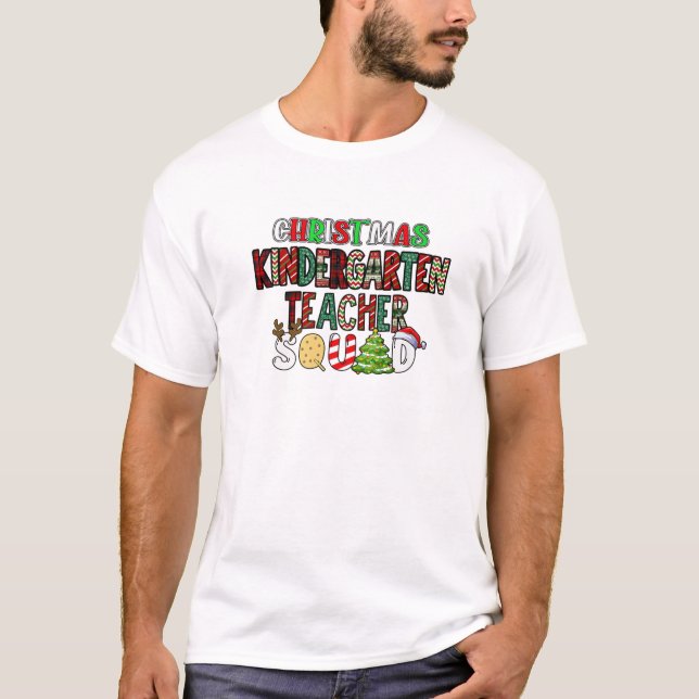 Weihnachts-Kindergarten-Lehrerin Squad Funny Teach T-Shirt (Vorderseite)