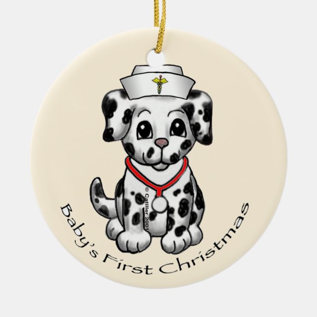 Weihnachts-Kindermädchen Keramikornament (Vorne)
