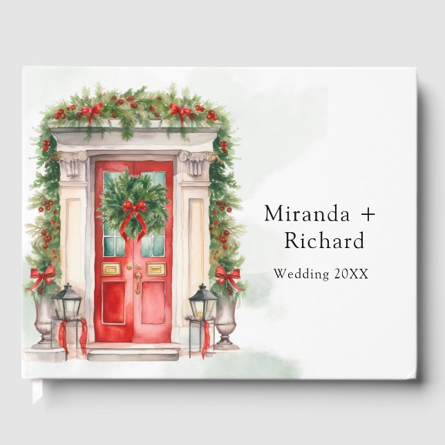 Weihnachts-Kirchentor Winterlandschaft Hochzeit Gästebuch (Vorderseite)