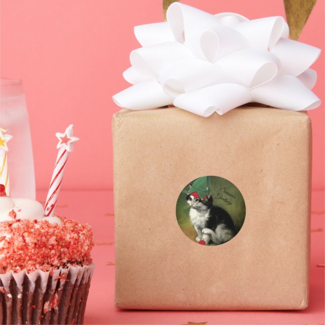 Weihnachts-Kitten - Grüße der Jahreszeit Runder Aufkleber (Party)