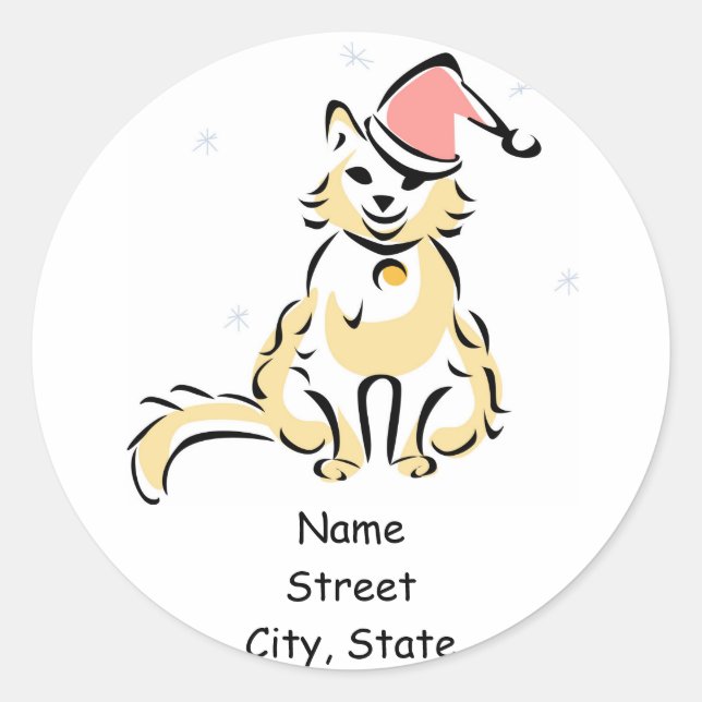 Weihnachts-Kitten/Katzen-Urlaubsadresse Runder Aufkleber (Vorderseite)