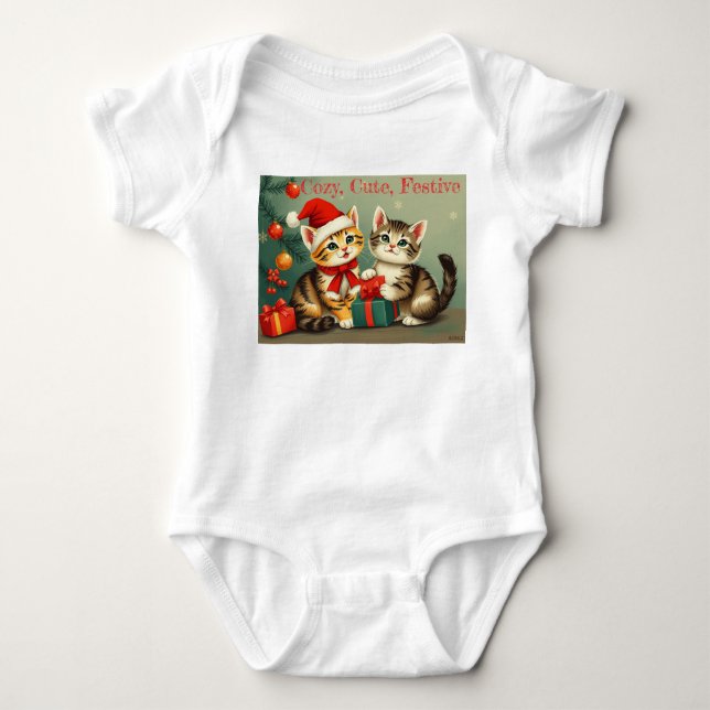 Weihnachts Kittens Baby Bodysuit . Strampler (Vorderseite)
