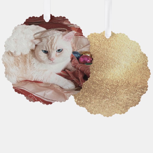 Weihnachts-Kitty Engel Ornament Karte (Vorderseite/Rückseite)