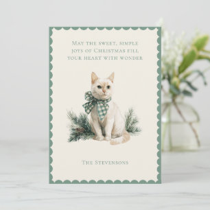 Weihnachts-Kitty-Katze mit Tannen-Flach-Weihnachts Feiertagskarte