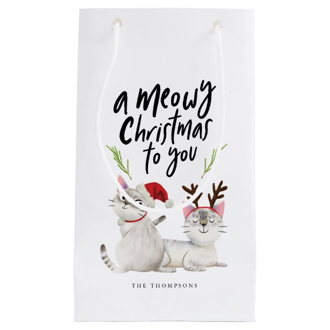 Weihnachts-Kitty-Katze Weihnachtsmann Kleine Geschenktüte (Vorderseite)