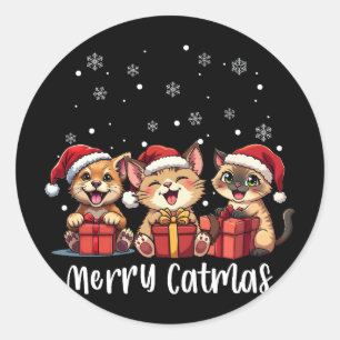 Weihnachts-Kitty-Katzen Fröhliche Catmas Runder Aufkleber