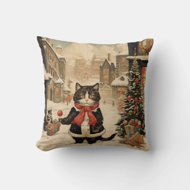 Weihnachts Kitty Snowy Day Kissen (Vorderseite)