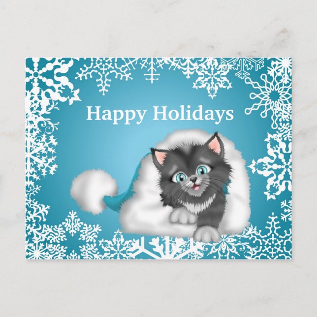 Weihnachts-Kitty-Urlaub Postkarte (Vorderseite)